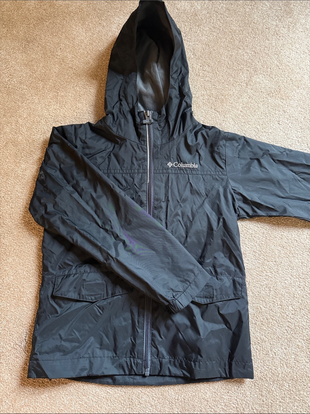 Columbia Black Hooded Windbreaker Jacket